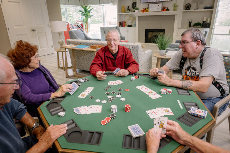 seniors playing cards